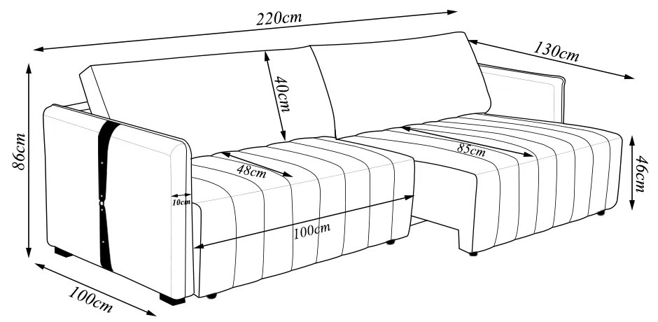 Sofá Sala de Estar Bipartido 220cm Retrátril com Detalhe Lateral em PU Comala Linho Cinza G93 - Gran Belo