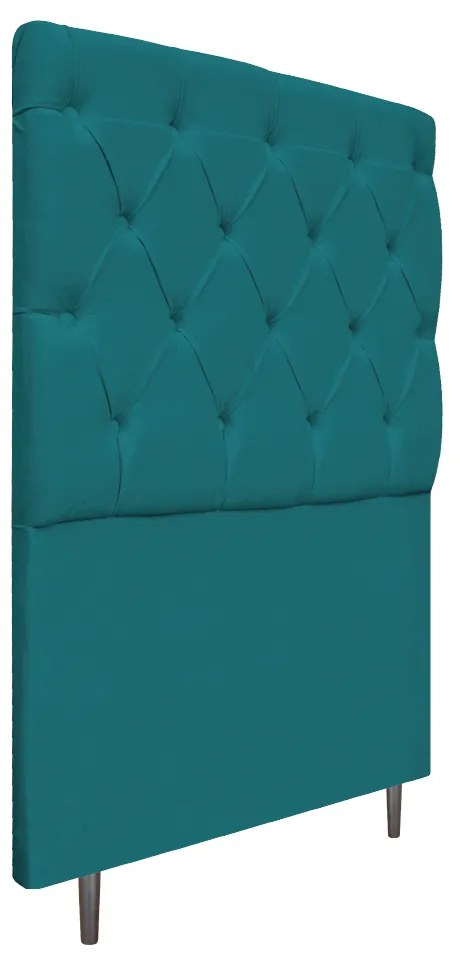 Cabeceira Estofada Liverpool 90 cm Solteiro Suede Azul Turquesa - ADJ Decor