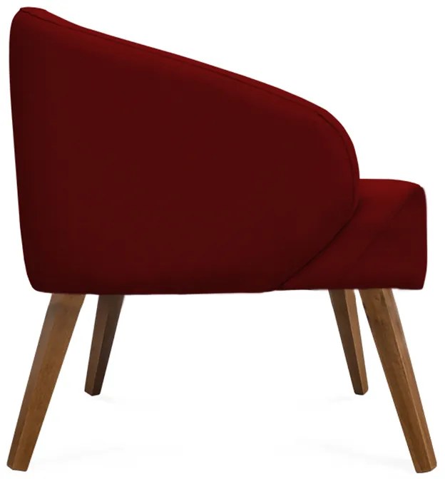 Kit 2 Poltronas Decorativas Lara Pés de Madeira Suede Bordô - Sheep Estofados - Vermelho escuro