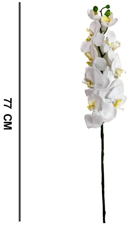 Flor Orquídea Phalaenopsis Artificial Branco 77 cm - D'Rossi