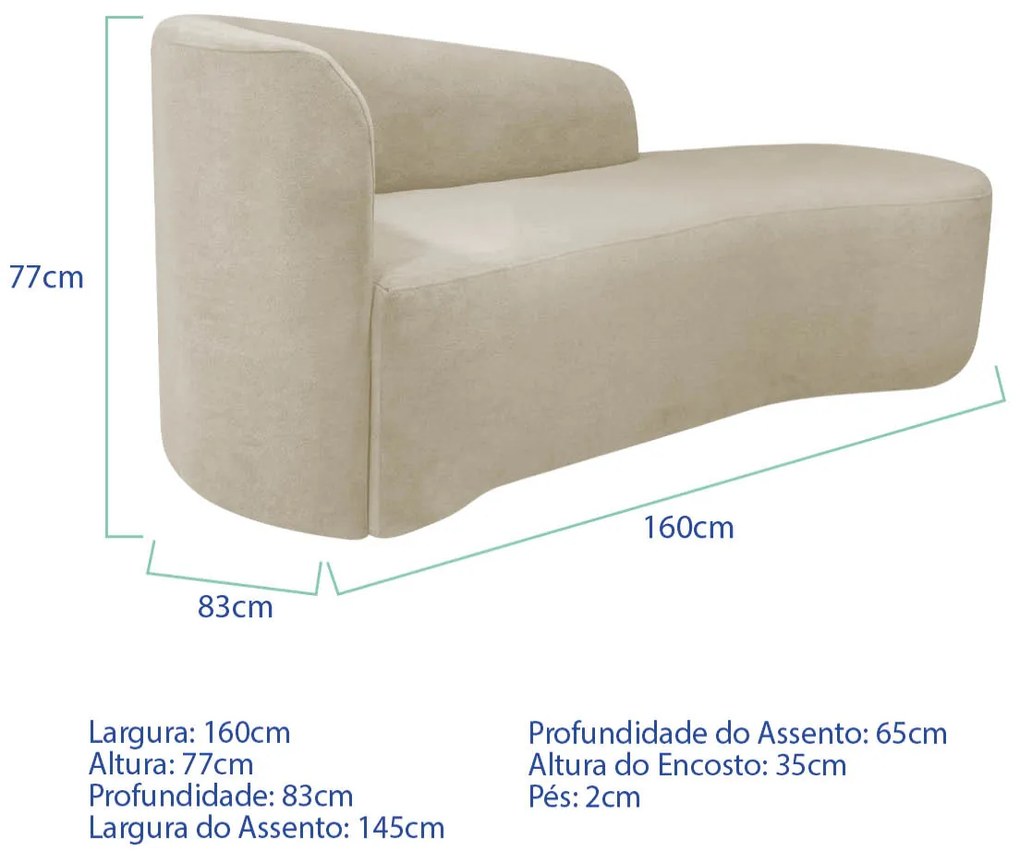 Kit Sofá Curvo França 160cm LD. e 2 Poltronas Luiza Max Conforto, Elegância e Design Moderno Linho