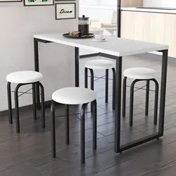 Conjunto Mesa de Cozinha Prattica Industrial 120cm com 4 Banquetas F02