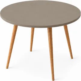 Mesa Jantar Sofia Redonda 80cm Mocca 18mm Pés de Madeira Natural Marin