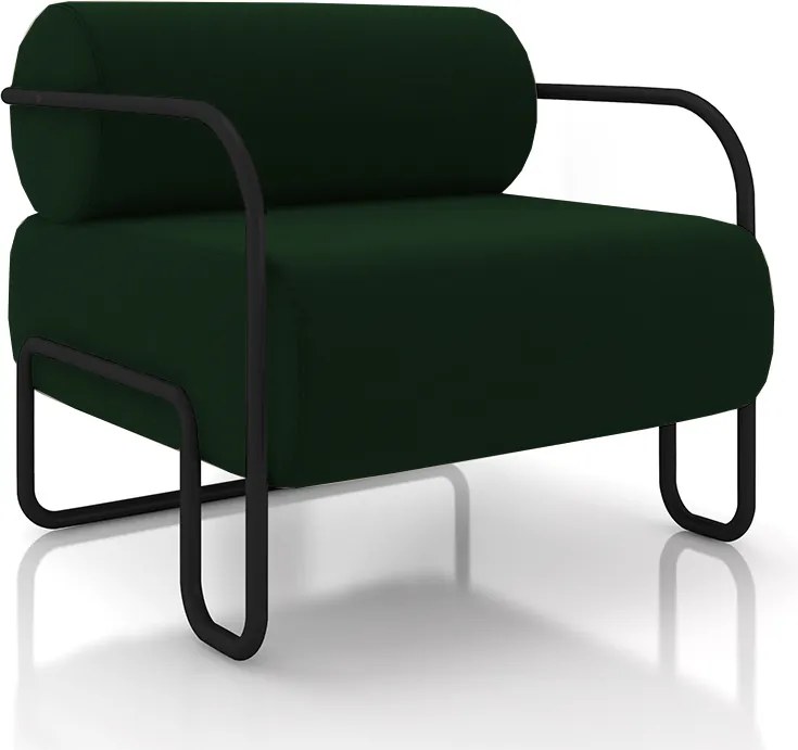 Poltrona Decorativa Sala de Estar Polatsk Base Industrial de Ferro Veludo Verde G33 - Gran Belo
