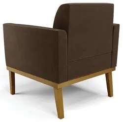 Sofá Namoradeira e 1 Poltrona Base Madeira Castanho Maressa Suede Marr