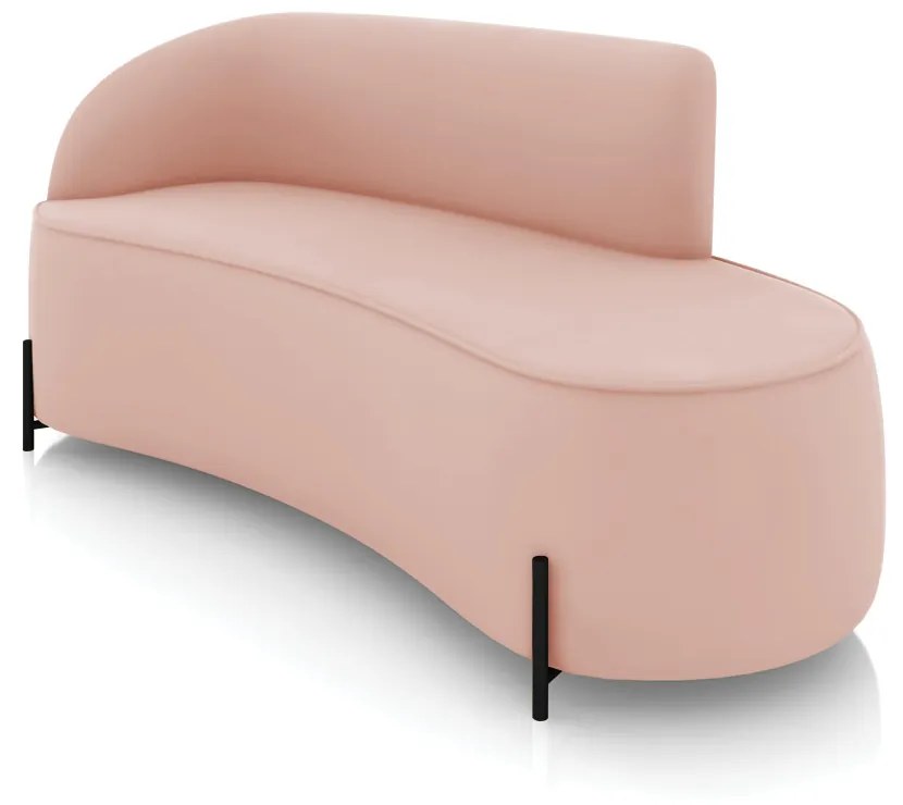 Sofá 3 Lugares Orgânico 180cm Pé Ferro Preto Morgan Veludo D03 - D'Rossi - Rose