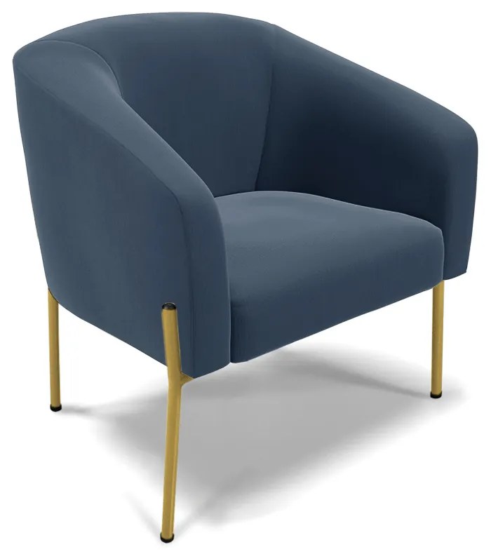 Poltrona Decorativa Pé de Ferro Dourado Stella Suede Azul Marinho D03 - D'Rossi