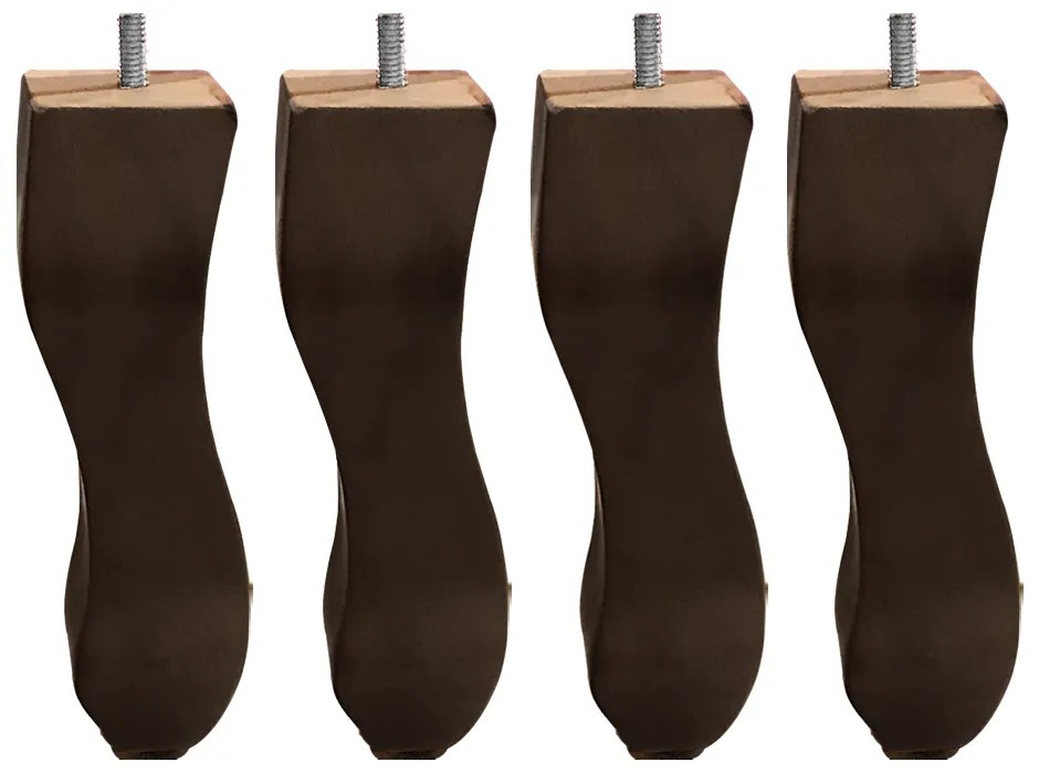 Kit 04 Pés Retrô Tabaco 20cm com Rosca Metal para Móveis D10 - D'Rossi