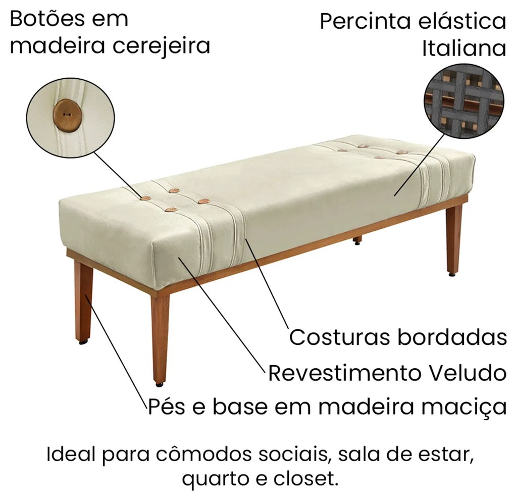 Recamier Santorini SPZ 90cm Veludo - ADJ Decor