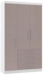 Guarda Roupa Solteiro 132cm 4 Gavetas Taiga Branco/Cinnamon L01 - Mpoz