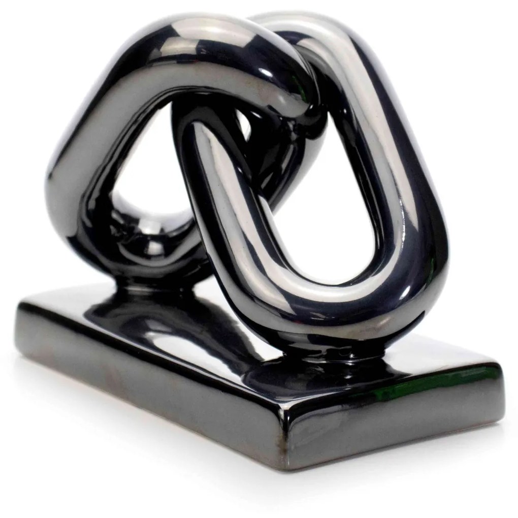 Escultura Decorativa Elos Em Cerâmica Chumbo 12x15x8,5 - D'Rossi