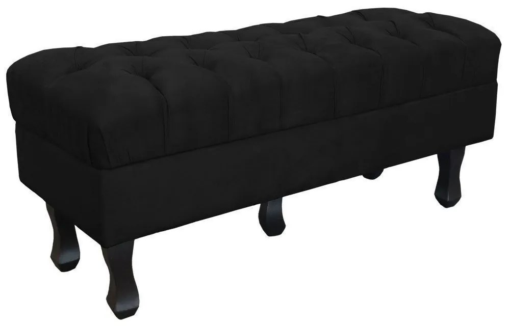 Puff Retro Luis Xv Capitonê 1 Metro Suede Preto - D'Rossi