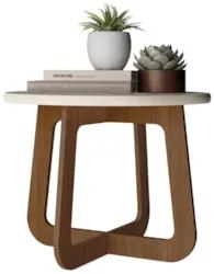 Mesa Centro Redonda 59cm Para Sala MDF Rexxar Cedro/Off A09 - Mpozenat