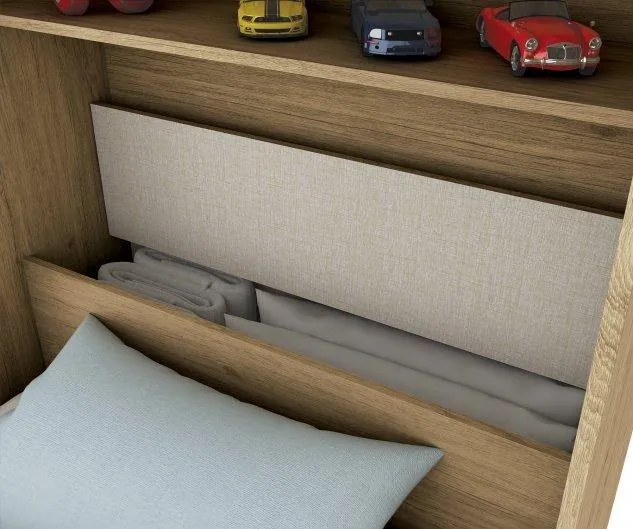 Guarda Roupa Cravo 4 Portas Com Cama Solteiro Embutida Rústico