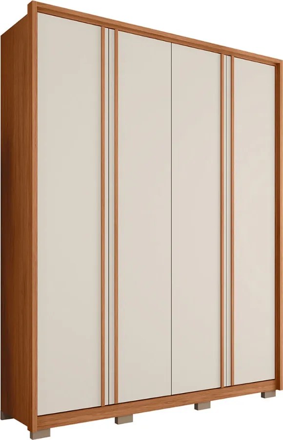 Guarda Roupa Orbit Solteiro com 4 Portas de Bater e 3 Gavetas Freijo/OffWhite G11 - Gran Belo