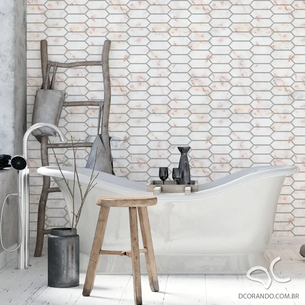 Papel de Parede Pastilha Mosaico Six Mármore Color