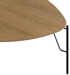 Mesa de Centro Baixa Para Sala Pés Metálicos Blen Louro/Preto I06 - Mp