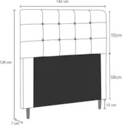 Cabeceira Cama Box Casal 140cm Luna Sintético Bege Z51 - Mpozenato