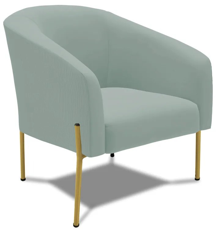 Poltrona Decorativa Pé de Ferro Dourado Stella Cotelê Ext/Veludo D03 - D'Rossi - Menta