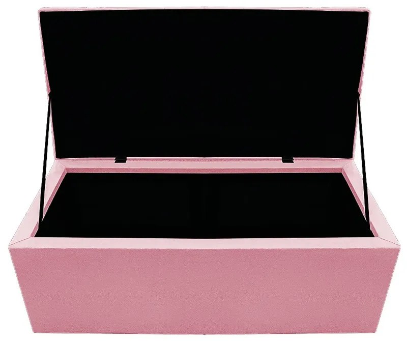 Recamier Baú Estofada Mel 90 cm Solteiro Com Capitonê  Suede Rosa Bebê - ADJ Decor
