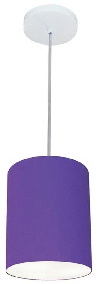 Lustre Pendente Cilíndrico Md-4012 Cúpula em Tecido 18x25cm Roxo - Bivolt