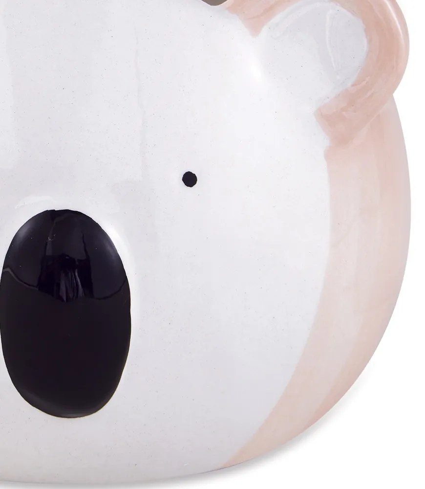 Cachepot "Coala" Em Ceramica Branco e Rose 11,5x16 cm M02 - D'Rossi