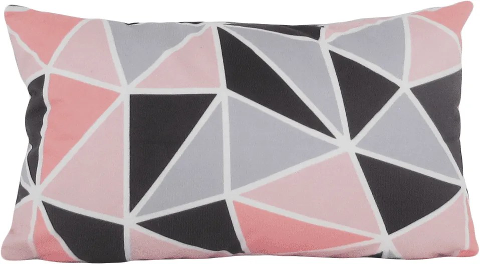 Capa almofada LYON Veludo estampado Triangulo rosa 30x50cm