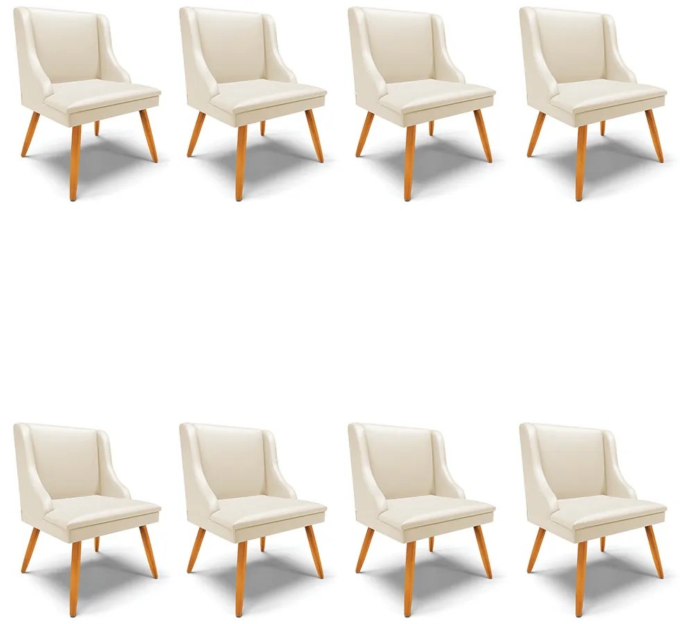 Kit 08 Cadeiras de Jantar Liz Corino Pes Palito Castanho D03 - D'Rossi - Bege