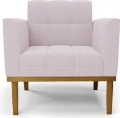 Poltrona Sala Base Madeira Castanho Kit 2 Ana Bouclé Rosê - Ibiza