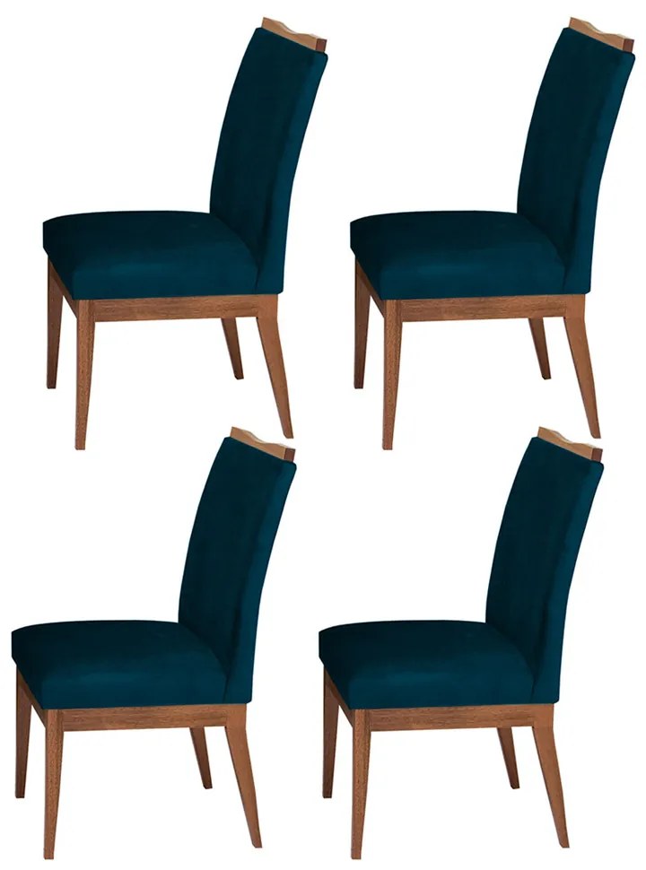 Conjunto 4 Cadeira Decorativa Leticia Veludo Azul Marinho