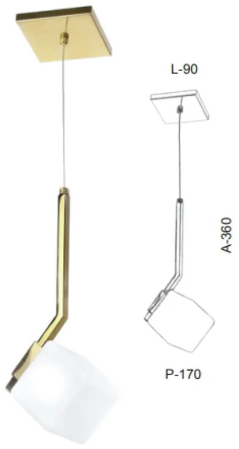 Pendente Golf Vidro Quadrado 09X36X17Cm Metal E Cubo 01Xg9 | Old Artis... (GRAFITE / COBRE FOSCO, FOSCO (BRANCO))