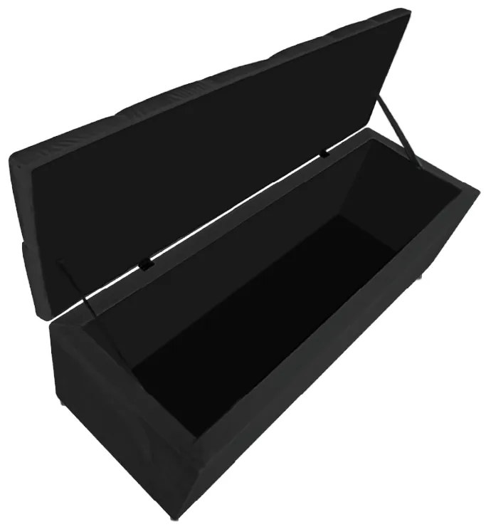 Calçadeira Estofada Liverpool 160 cm Queen Size Suede Preto - ADJ Decor