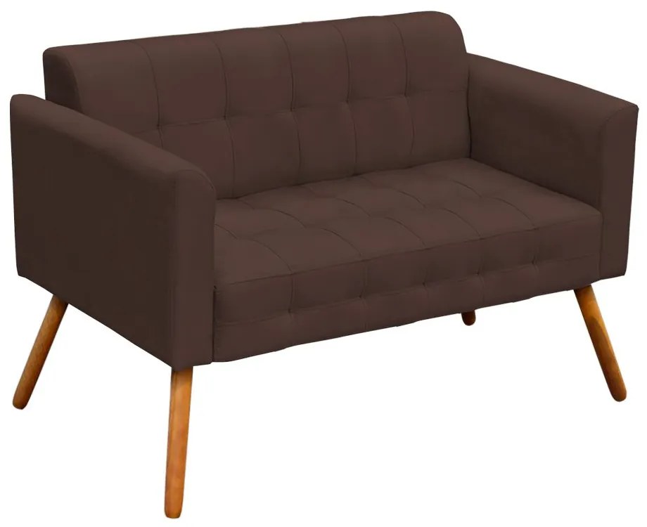 Kit 01 Namoradeira e 02 Poltronas Giratória Elisa Suede Base Madeira MM30 D'Rossi - Marrom