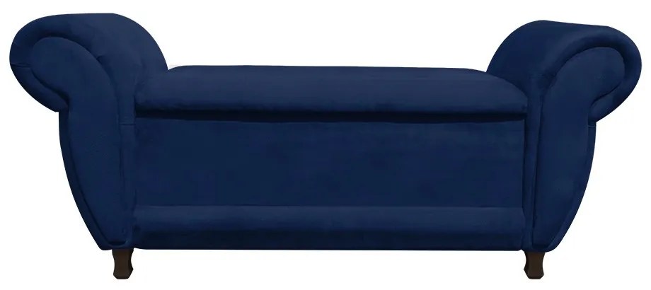 Recamier com Baú Itália Namoradeira Calçadeira Suede - D'Rossi - Azul Marinho