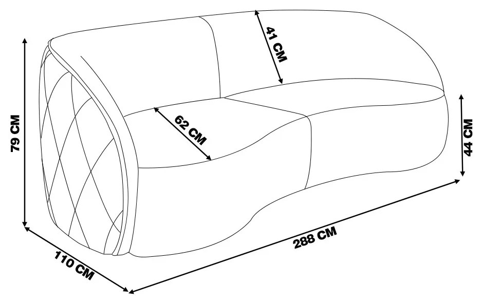 Sofá Decorativo 288cm com Almofadas Redondas Clarke Linho Chumbo G45 - Gran Belo