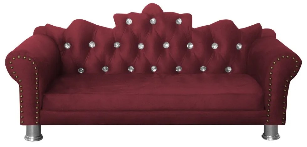 Mini Divã Sofá Realeza Cama Pet para Cães ou Gatos Elegante Suede Bordô