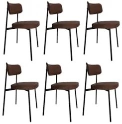 Cadeira de Jantar Estofada Kit 6 Ella M25 Sintético Marrom - Mpozenato