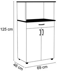 Balcão Multiuso para Forno/Microondas Carina Flex Branco/Preto - AJL M