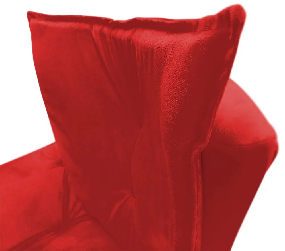 Poltrona Decorativa Pés Palito Emília Plus Suede Vermelho