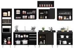 Armário de Cozinha Modulada de Canto 8 Peças CP03 Balcão com Pia Inox