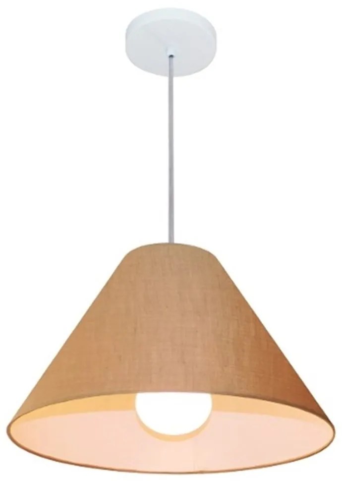 Lustre Pendente Cone Md-4078 Cúpula em Tecido 25/40x15cm Palha - Bivolt
