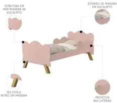 Mini Cama Infantil 148x68cm Proteção Lateral Vivi Rose Z53 - Mpozenat
