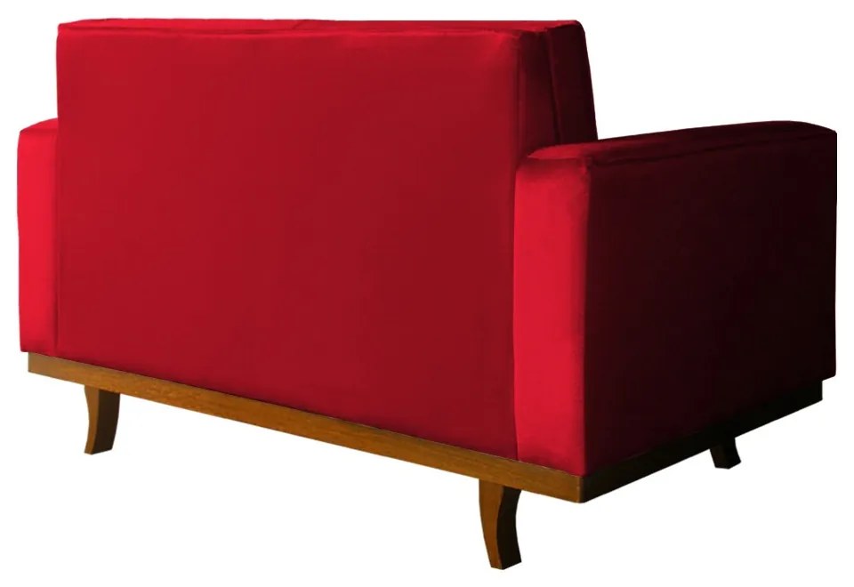Sofá Dubai 2 Lugares Decorativo 1,50 m Sala Veludo Vermelho