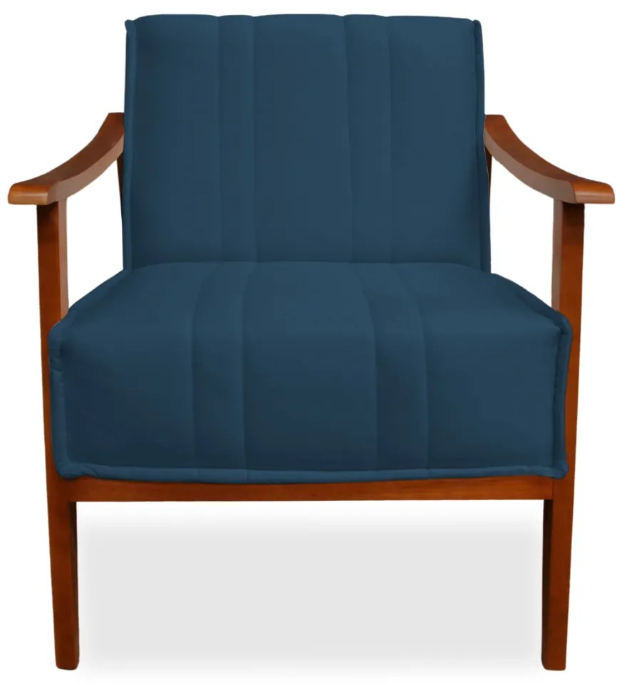 Poltrona Decorativa Vincenzza Veludo Azul Marinho