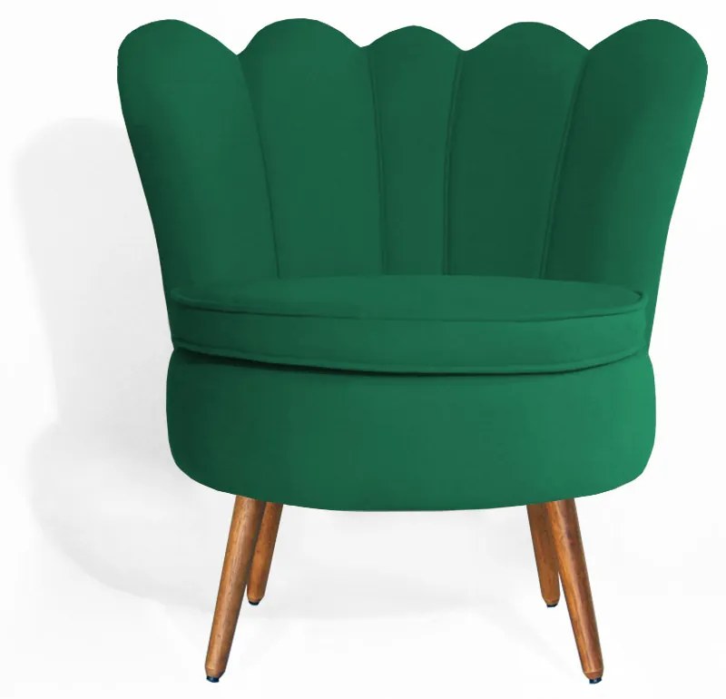 Poltrona Decorativa Dália Pés Palito Veludo Verde