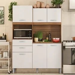 Kit Cozinha Compacta 6 Portas 2 Gavetas Harmonia D02 Amendola/Branco -