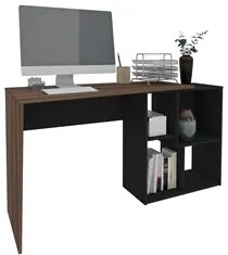 Mesa Escrivaninha 2 em 1 com Nichos Arbo A06 Ipê/Preto - Mpozenato
