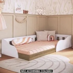 Cama Solteiro Infantil Montessoriana Infantil Asha Branco A05 - Mpozen