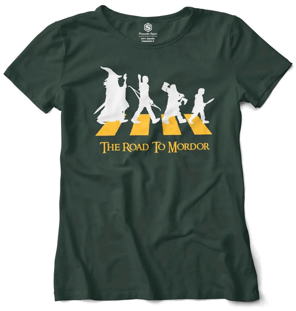 Camiseta Baby Look Feminina The Road to Mordor O Senhor dos Anéis - Cinza Chumbo - GG