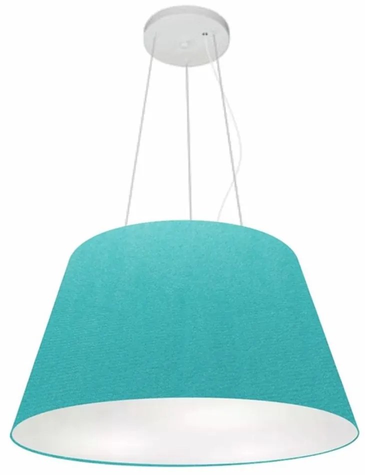 Lustre Pendente Cone Md-4141 Cúpula em Tecido 30/50x35cm Azul Turquesa - Bivolt